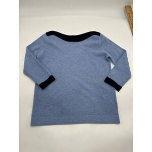 Incashmere Cashmere Sweater Women's Small Blue 3/4 Sleeve Wide Collar NWT